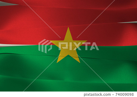 Colorful ribbon as Burkina Faso national flag, red and green and star. 74009098
