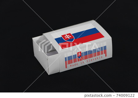 Slovakia flag on white box with barcode and the color of nation flag on black background Slovakia flag on white box with barcode and the color of nation flag on black background 74009122