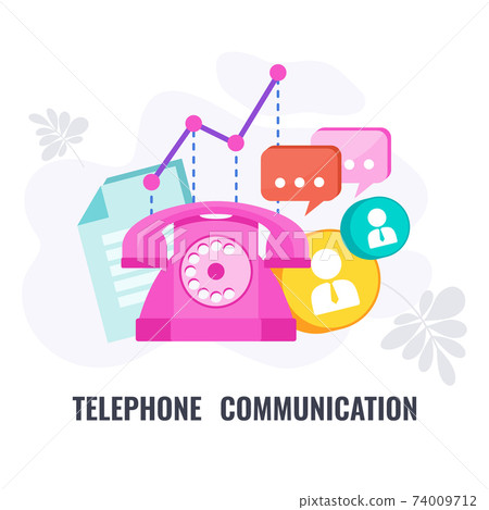 Telemarketing icon. Telephone communication. Flat vector illustration. 74009712