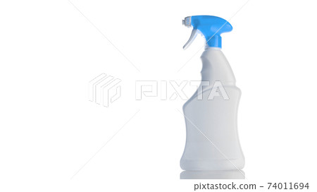 Water bottle. Clear plastic shampoo cap for cosmetic sanitizer. Mineral soap blank for spray isolated on white transparent background. Antibacterial, hydro alcoholic gel, ethyl alcohol. 74011694