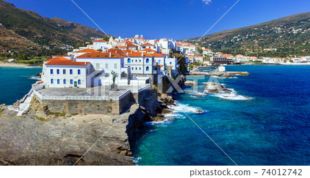 beautiful Greek islands series - Andros, view of Chora. Cyclades beautiful Greek islands series - Andros, view of Chora. Cyclades 74012742