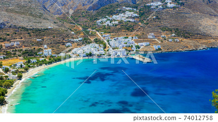 beautiful beaches of Greece - Aegialis bay in Amorgos island, Cyclades beautiful beaches of Greece - Aegialis bay in Amorgos island, Cyclades 74012758