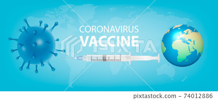 Vector Banner, Placard with 3d Realistic Bacteria, Cell, Earth Planet, Syringe. Coronavirus Vaccine, 2019-nCoV, Covid-2019, Covid-19, Epidemic, Pandemic. Infection and Dangerous Concept Vector Banner, Placard with 3d Realistic Bacteria, Cell, Earth Planet, Syringe. Coronavirus Vaccine, 2019-nCoV, Covid-2019, Covid-19, Epidemic, Pandemic. Infection and Dangerous Concept 74012886