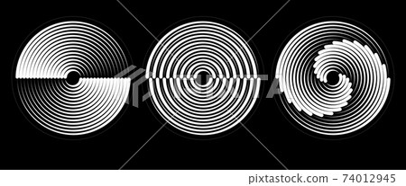 Abstract rotated lines in circle form as background. Design element for prints, logo, sign, symbol and textile pattern. Yin and yang symbol. Abstract rotated lines in circle form as background. Design element for prints, logo, sign, symbol and textile pattern. Yin and yang symbol. 74012945