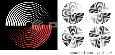 Abstract rotated lines in circle form as background. Design element for prints, logo, sign, symbol and textile pattern. Yin and yang symbol. Abstract rotated lines in circle form as background. Design element for prints, logo, sign, symbol and textile pattern. Yin and yang symbol. 74012946