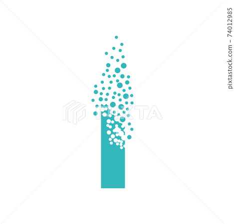 Letter I dispersing into a cloud of bubbles Letter I dispersing into a cloud of bubbles 74012985