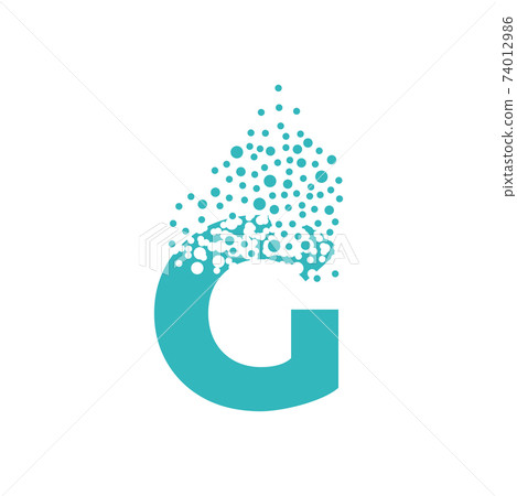 Letter G dispersing into a cloud of bubbles Letter G dispersing into a cloud of bubbles 74012986