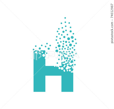 Letter H dispersing into a cloud of bubbles Letter H dispersing into a cloud of bubbles 74012987
