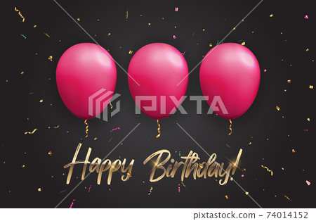 Color Glossy Happy Birthday Balloons Banner Background Vector Illustration EPS10 Color Glossy Happy Birthday Balloons Banner Background Vector Illustration EPS10 74014152