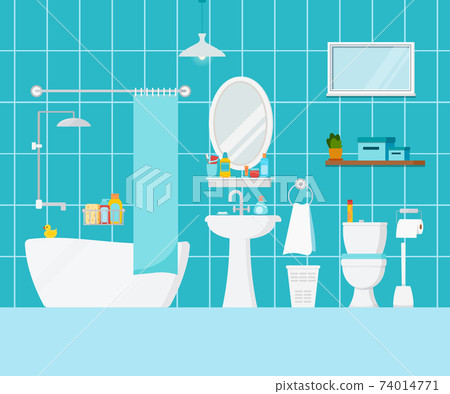 Bathroom with toilet interior scene. 74014771