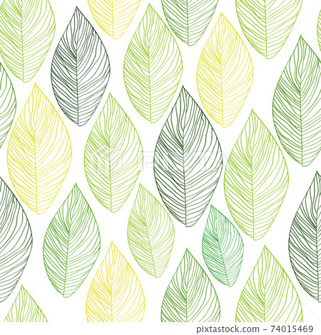 Graphic leaves seamless green pattern. vector illustration 74015469
