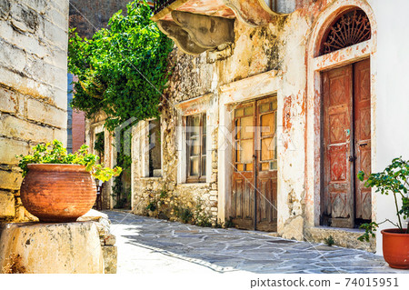 charming narrow streets of traditional greek villages - Naxos island, Chalki charming narrow streets of traditional greek villages - Naxos island, Chalki 74015951