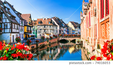 Beautiful view of colorful romantic city Colmar, France, Alsace region 74016053