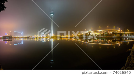 Night view of the Macau-Taipa Bridge and Tower 74016840