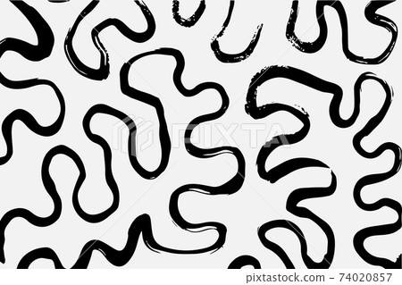 Abstract monochrome image, made with a brush. 74020857