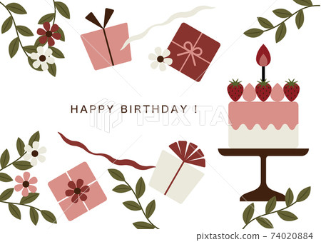 Birthday cake and gift card - Stock Illustration [74020884] - PIXTA