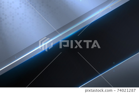 Abstract silver metal with a blue light on black background. Technology concept. Vector illustration Abstract silver metal with a blue light on black background. Technology concept. Vector illustration 74021287