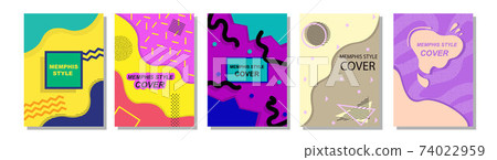 Set of Memphis Style Covers. Flat Vector... - Stock Illustration ...