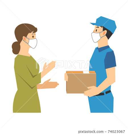 戴面具的交付公司和收貨人的插圖 戴面具的交付公司和收貨人的插圖 74023067