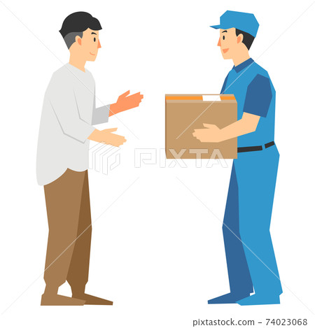 快遞公司和收件人快遞的插圖 74023068