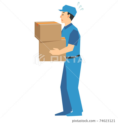 Illustration of a delivery company carrying two cardboard packages Illustration of a delivery company carrying two cardboard packages 74023121