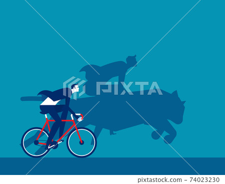 A cyclist and silhouette riding a tiger. Powerful driving force A cyclist and silhouette riding a tiger. Powerful driving force 74023230