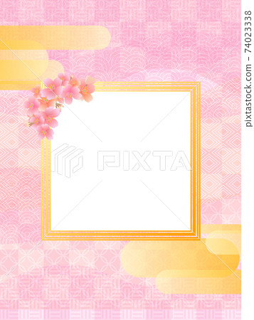 Sakura in full bloom _ square copy space _ variations on Japanese pattern background 74023338
