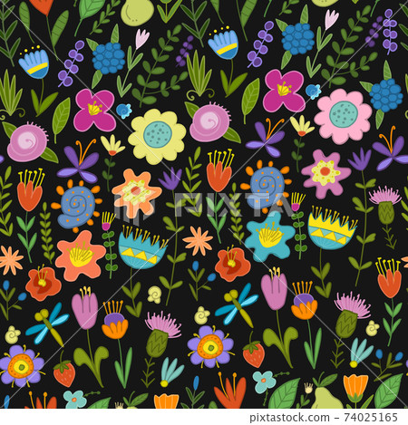 Magic Garden Background. Seamless Pattern for... - Stock Illustration ...
