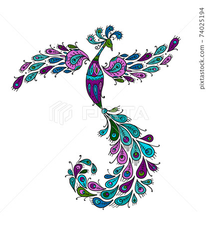 Magic Fairy Bird. Phoenix Bird. Mythical character. Ornamental Silhouette for your design Magic Fairy Bird. Phoenix Bird. Mythical character. Ornamental Silhouette for your design 74025194