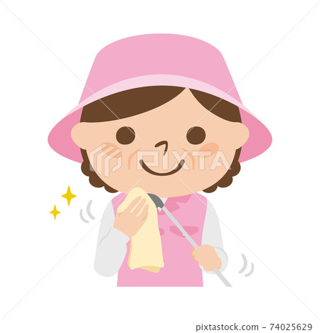 球童路線女性高爾夫球例證工作。清洗高爾夫俱樂部的婦女與毛巾。 球童路線女性高爾夫球例證工作。清洗高爾夫俱樂部的婦女與毛巾。 74025629