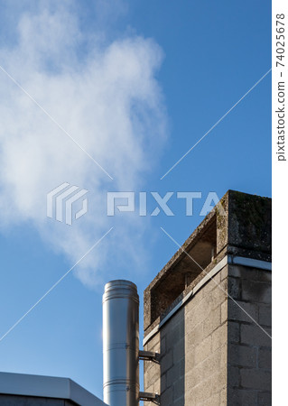 Chimney fireplace with smoke 74025678