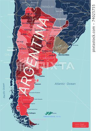 Argentina country detailed editable map 74025755