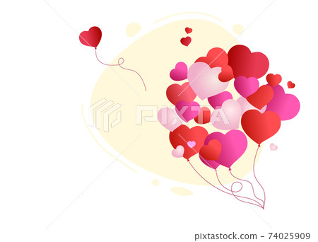 Background Valentines day. Red and pink balloons fly up, isolated 74025909