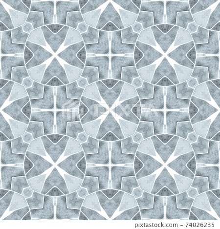 Watercolor medallion seamless border. Black and 74026235