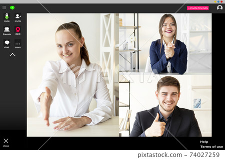 virtual chat online meeting female leader partners 74027259