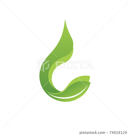 Logo icon design elements with green leaf and water dew for eco friendly or sustainable concept 74028129