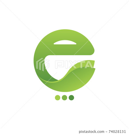 Eco green leaves logo icon design elements with e letter, Vector illustration 74028131