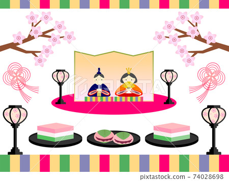Hinamatsuri, peach festival material set 74028698