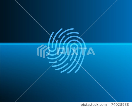Biometric data, fingerprint, scan icon. Vector illustration, flat design. 74028988