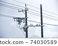 [冬季]電線桿與雪 74030589