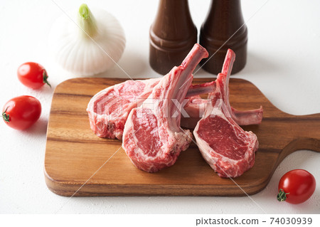 Lamb chops raw meat 74030939