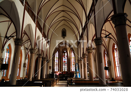 Interior view to The Sacred Heart of Jesus Cathedral in Lome, Togo Interior view to The Sacred Heart of Jesus Cathedral in Lome, Togo 74031028