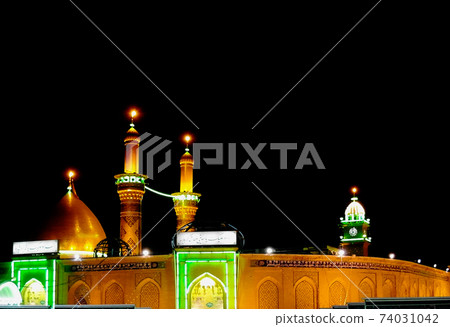 Shrine of Imam Hussain ibn Ali at night, Karbala Iraq 74031042