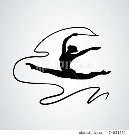 Art gymnastics with ribbon, abstract silhouette clipart vector Art gymnastics with ribbon, abstract silhouette clipart vector 74031231