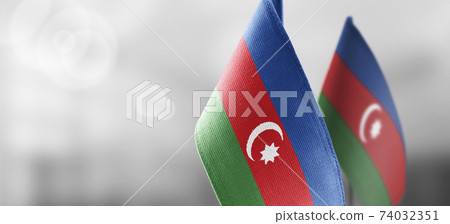 National flag of the Azerbaijan on dark fabric National flag of the Azerbaijan on dark fabric 74032351