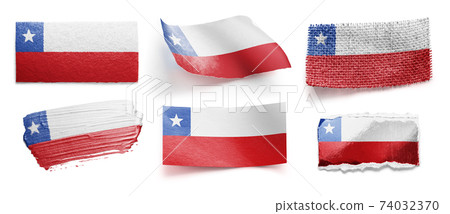 Set of the national flag of Chile on a white background 74032370