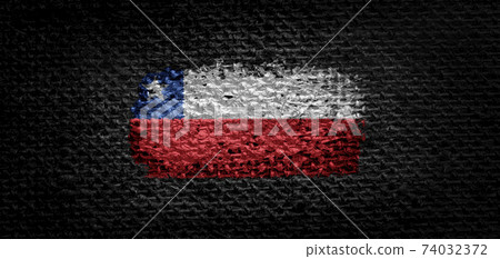 National flag of the Chile on dark fabric 74032372
