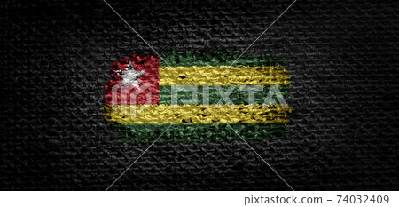 National flag of the Togo on dark fabric National flag of the Togo on dark fabric 74032409