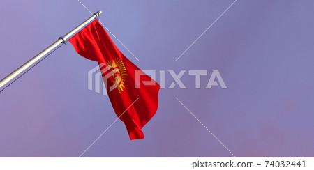 3d rendering of the national flag of the Kyrgyzstan 74032441