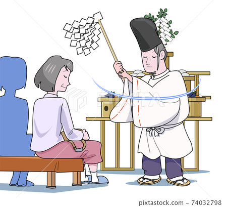 A strange-aged woman who has the priest pray for evil 74032798